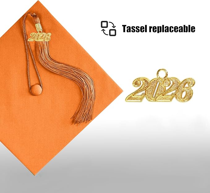 Graduation Cap with 2026 Tassel Year Charm Black Graduation Cap for High School & Bachelor