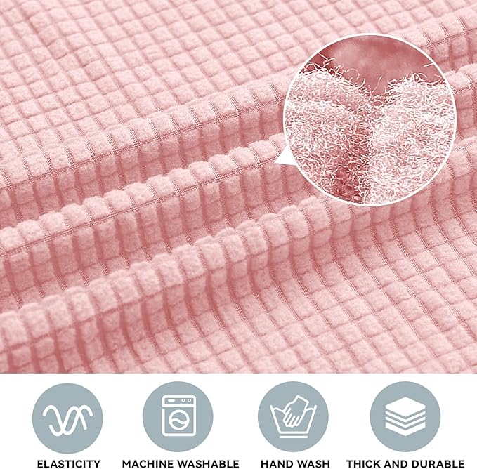 LURKA Stretch Oversized Sofa Slipcovers 1 Piece Couch Covers for 3 Cushion Couch Sofa Furniture Protector Full Sofa Covers with Elastic Bottom for Kids and Pet (X-Large, Pink)