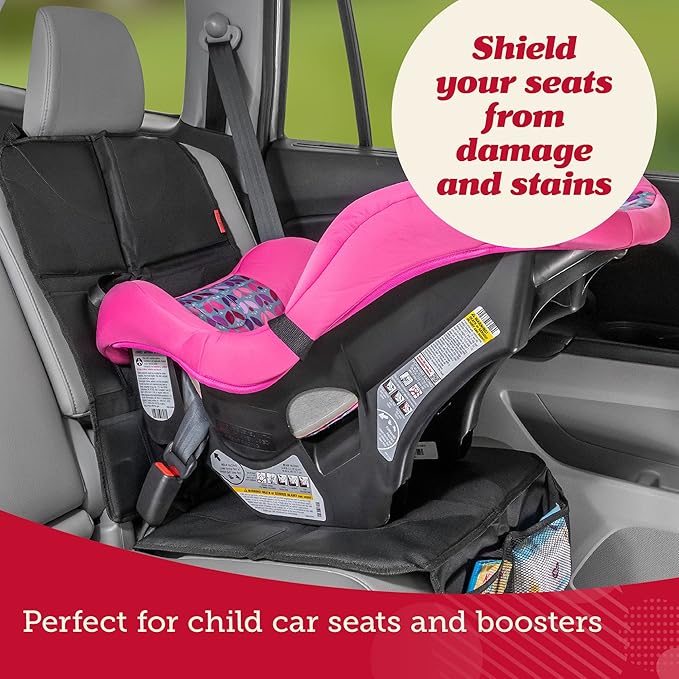Lusso Gear Car Seat Protector - 2-Pack Waterproof Padded Shield & Mesh Pockets for Baby Travel Gear - Universal Fit Seat Covers for Cars & SUVs - Non-Slip Heavy-Duty Protection - Gray, Universal Fit