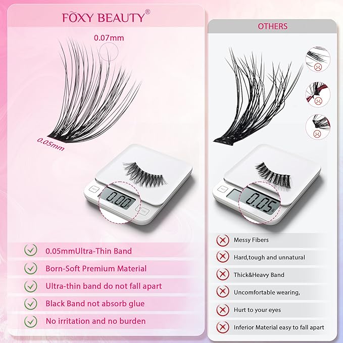 Waltz Lash Clusters Kit Lash Clusters Lashes D Curl Eyelash Clusters Natural Lash Extension Kit Fluffy False Eyelashes DIY at Home with Bond and Seal