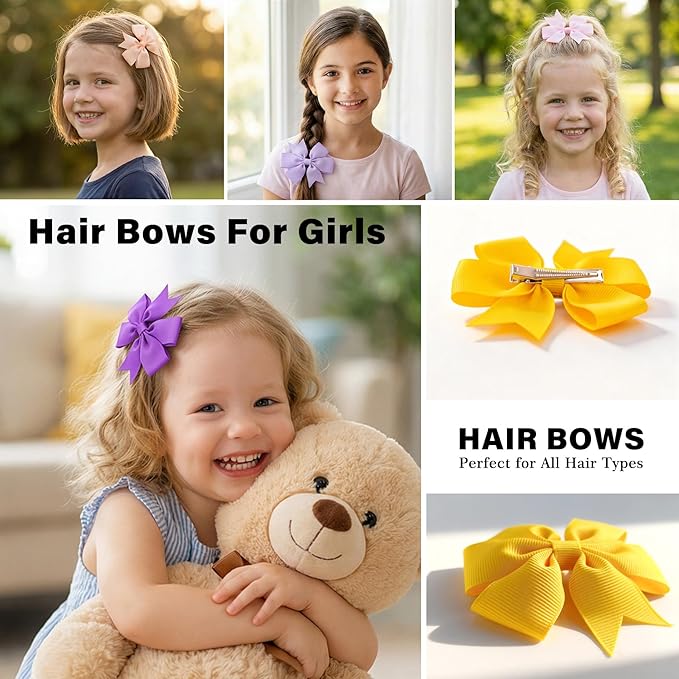 60Piece Grosgrain Ribbon Pinwheel Hair Bows Boutique Bow Alligator Clips For Girls Toddlers Teens Gifts In Pairs