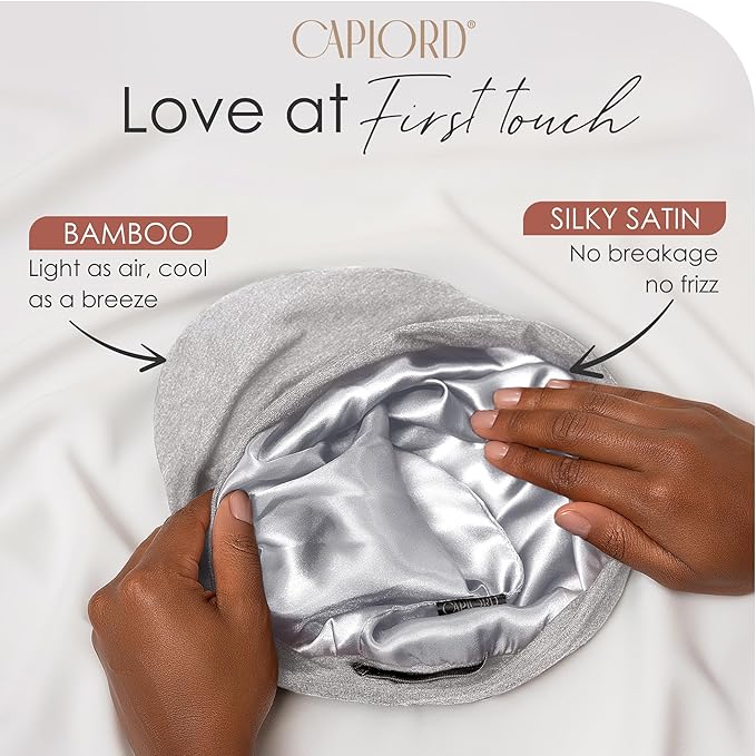 CAPLORD Satin Bonnet for Sleeping, Curly Hair Wrap Sleep for Men, Adjustable Silk Beanies for Women, Silk Hair Bonnet