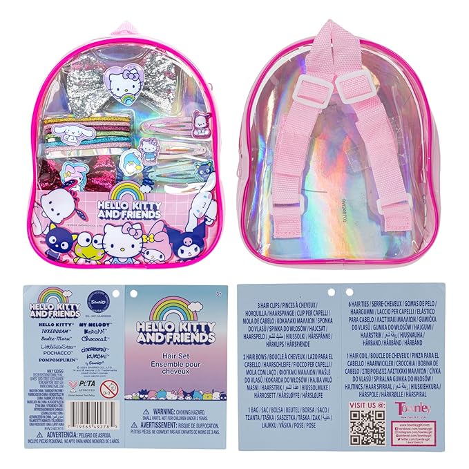 Hello Kitty and Friends Hair Accessories Mini Gift Bag Set, Includes Hair Bows, Hair Clips, Hair Ties for Girls Kids, for Birthdays, Parties, Sleepovers & Makeovers by Townley Girl