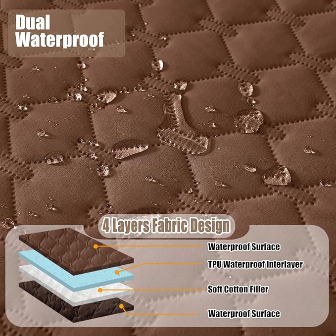 Smiry Waterproof Dog Bed Cover Blanket, Soft Reversible Pet Blanket, Washable Leakproof Cats Dogs Couch Cover for Sofa, Couch, Furniture (68x82 Inch, Brown/Chocolate)