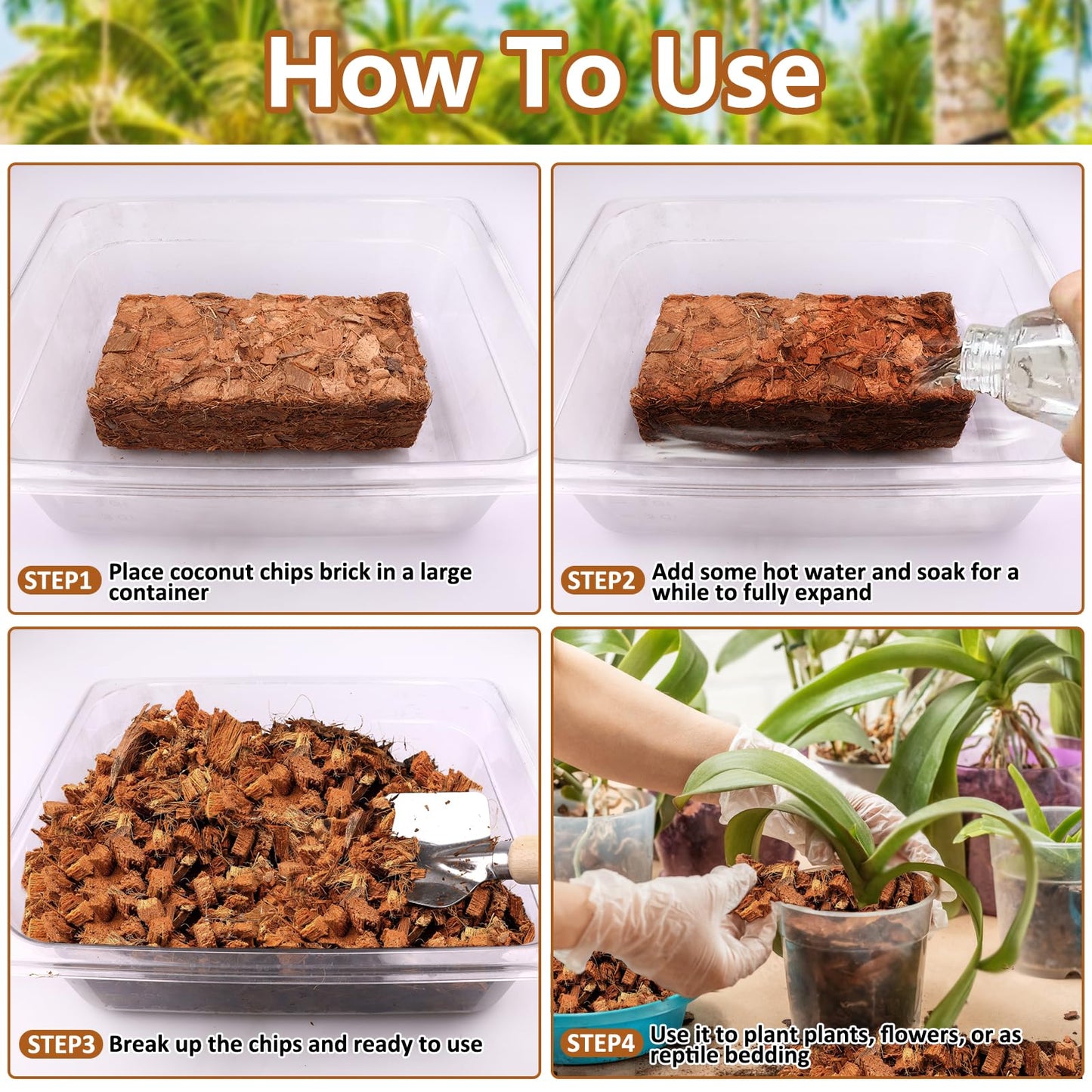 Legigo 10 Pack Coco Coir Chips for Plants- 11 LB 100% Organic Coconut Chips Brick Potting Mix with Low EC & PH Balance, Coconut Husk Substrate Coco Husk Mulch for Garden, Planting, Orchid and Soil Mix