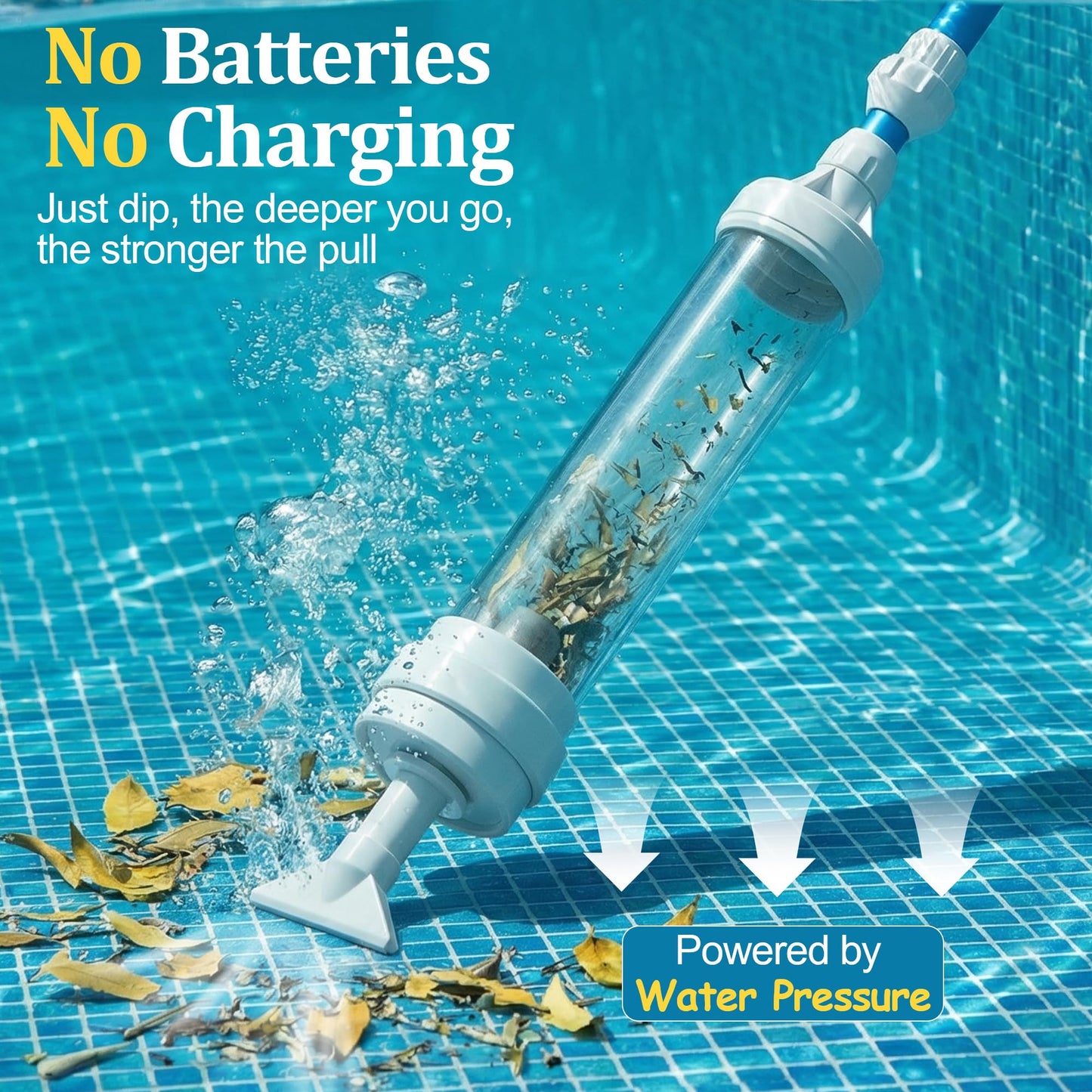 Spa Vacuum Compatible with 6250 Paradise Power, No Pumping, No Batteries or Electricity, Powered by Water Pressure, Cordless Hot Tub Vac Cleaner Picks up Pebbles, Sand&Debris, with Telescopic Handle