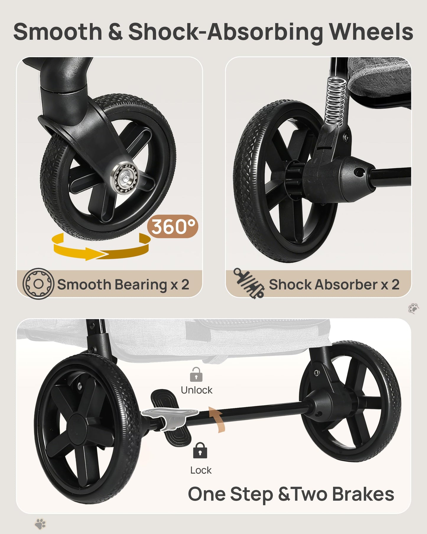 RIDYEE Dog Stroller for Small & Medium Dogs & Cats up to 44 lbs – Foldable, Lightweight, All-Terrain Shock Absorbing Wheels, Ventilated & Fully Shaded, Low-Entry Design
