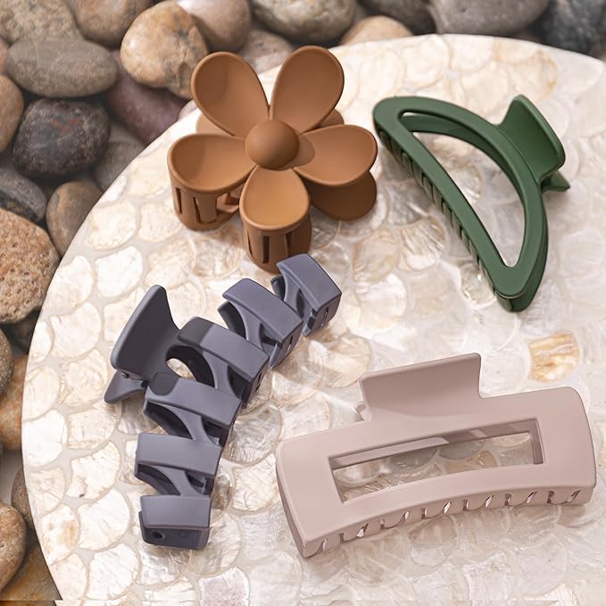8PCS Hair Clips for Women, Flower Claw Clips for Thick Hair, Non-Slip Hair Accessories with Multi-Styles, Different Color Hair Claw Clips and Variety Pack, Ideal for Girls