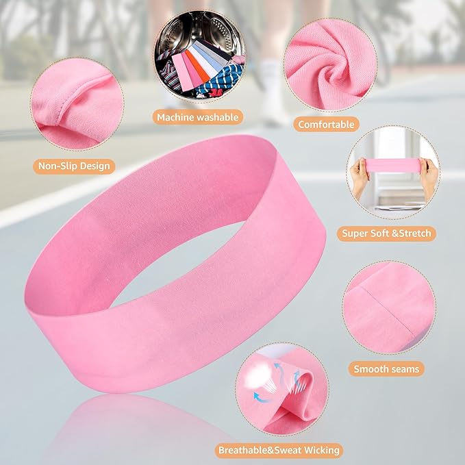 DiyJibb Headbands for Women, Stretchy Non Slip Soft Cotton Cloth Hair Bands for Sports, Workout, Yoga and Running, 7pcs