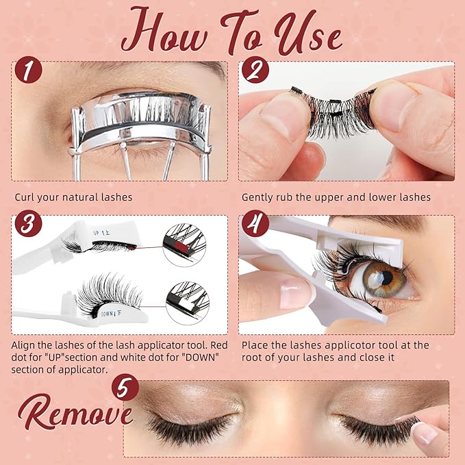 Higu clace Magnetic Eyelashes 4Pairs Magnetic Eyelashes with Applicator Soft Magnetic Lashes Natural Look Wispy Magnet Lashes Without Eyeliner Easy to Wear and Remove(DJCX-E02Ã¯Â¼Â