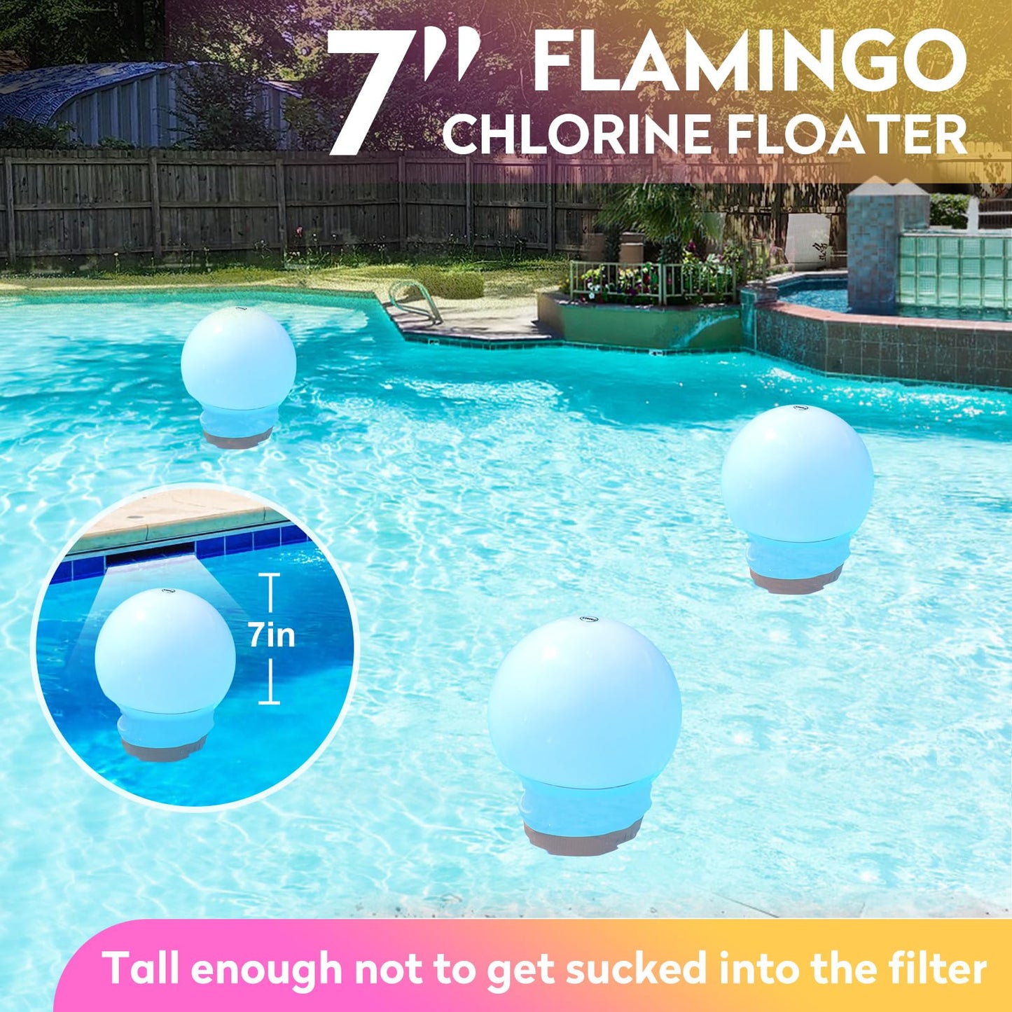 Solar Pool Chlorine Floater, Chlorines Floater with Light, Glow in Dark Chlorines Tablet Floater, Flame-Orange, 11 Inch