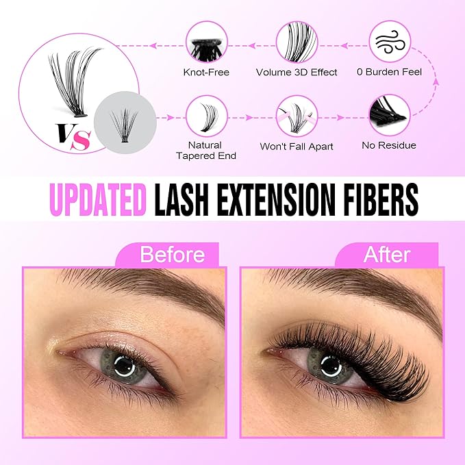 Pawotence Lash Extension Kit DIY 280pcs Individual Lash Clusters Kit 30D Natural 8-15mm Cluster Eyelash Extensions Kit with Lash Bond and Seal, Lash Tweezers for Self Use (30D, 0.07D, 8-15mm, Kit)