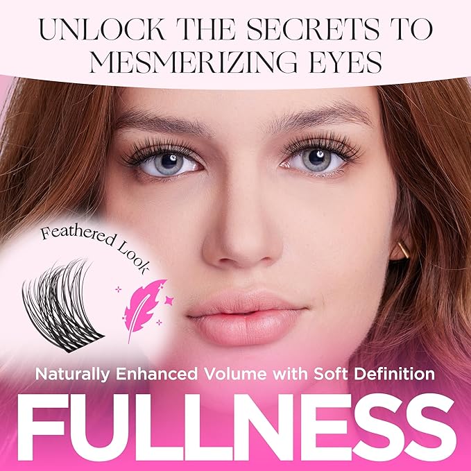 PopUp Cluster Lashes Wispy Lash Clusters Soft D Curl Eyelash Clusters Russian Lashes Clusters DIY Eyelash Extensions at Home,Thin Bank 9-18mm MIX (703)