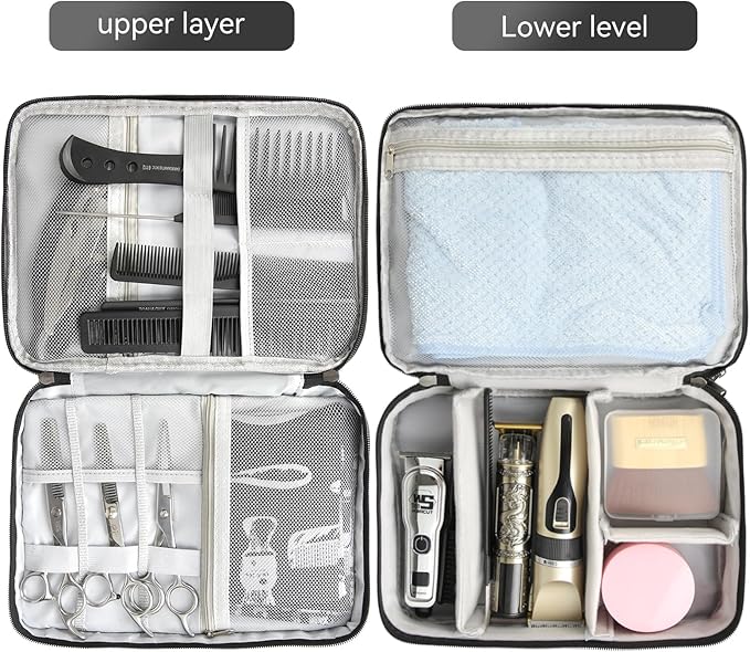Barber Case Barber Tool Bags Barber clipper Bag Barber Cases for Clippers and Supplies Professional Barber Accessories Kit Hair Cutting Scissors Storage Bag Shaving Kits (Black)