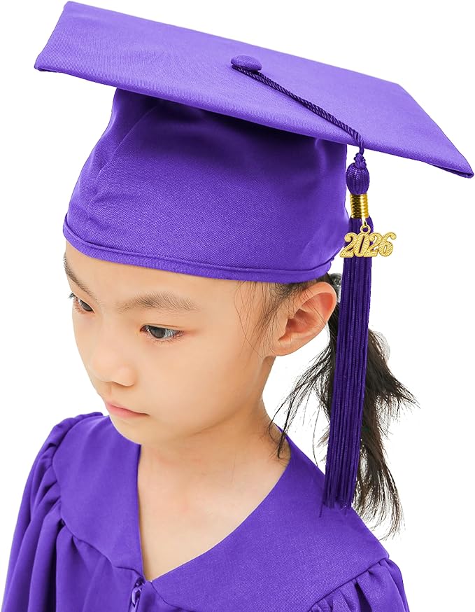 GraduationMall Matte Kindergarten & Preschool Graduation Cap for Kids with 2026 Tassel Black