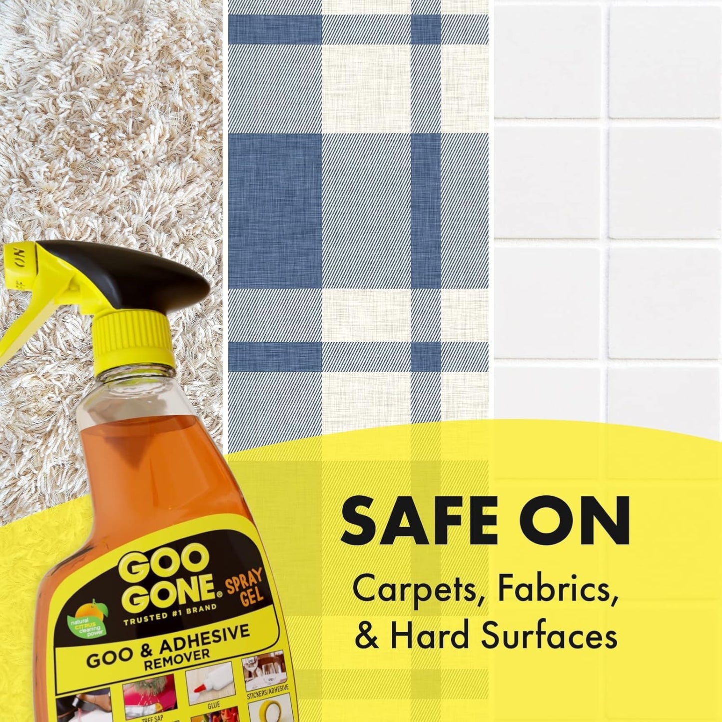Goo Gone Spray Adhesive Remover Gel, 12 oz, Removes Glue, Stickers, Tape Residue, Grease, Gum & Wax, Adhesive Spray with Citrus Cleaning Power for Hard Surfaces, Carpets & Fabrics