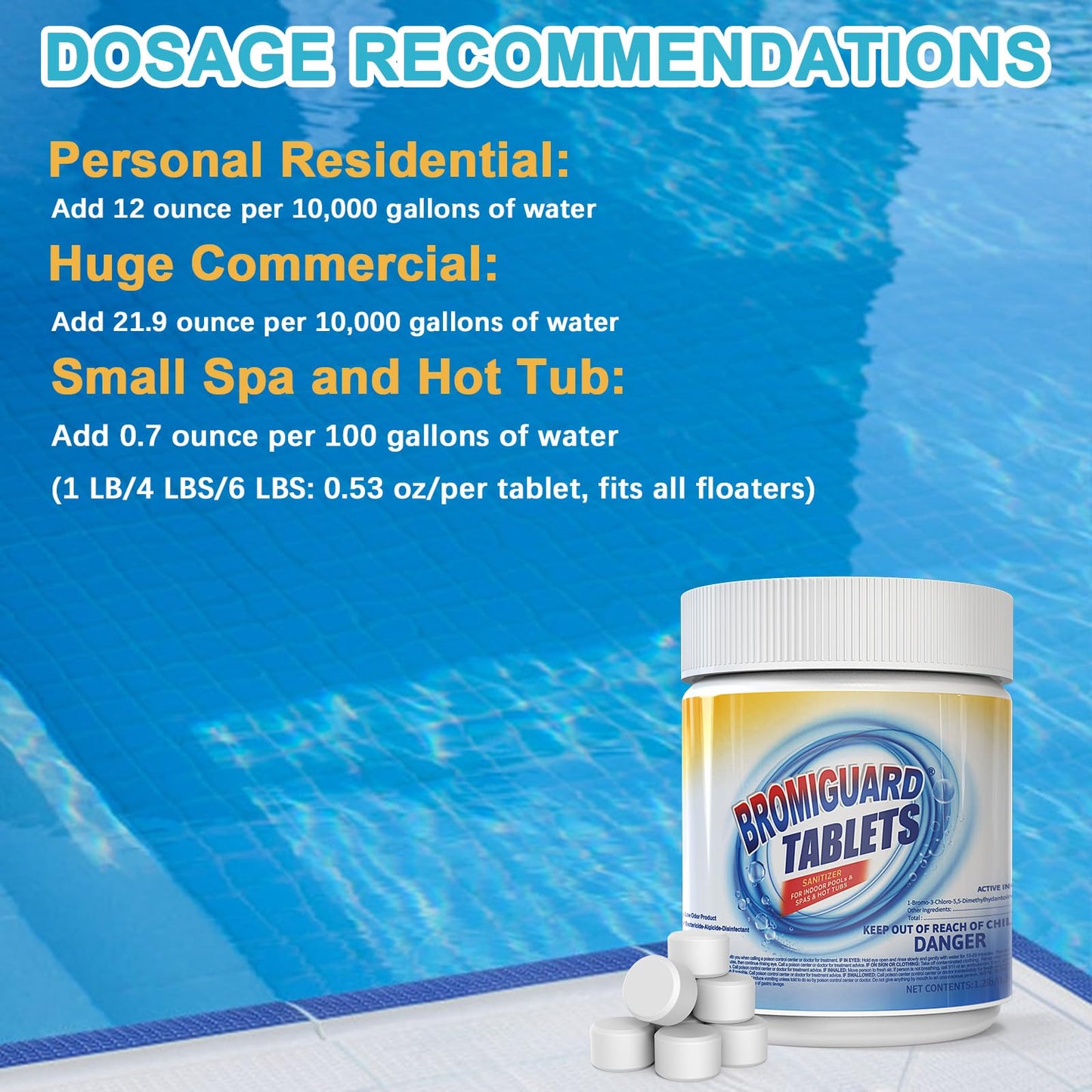 1.2LB Bromine Tablets for SPA Hot Tub, 1 inch Tablets, Hot Tub Bromine Tablets, Soft Water Feel, No Chlorine Odor, Great Chlorine Alternative