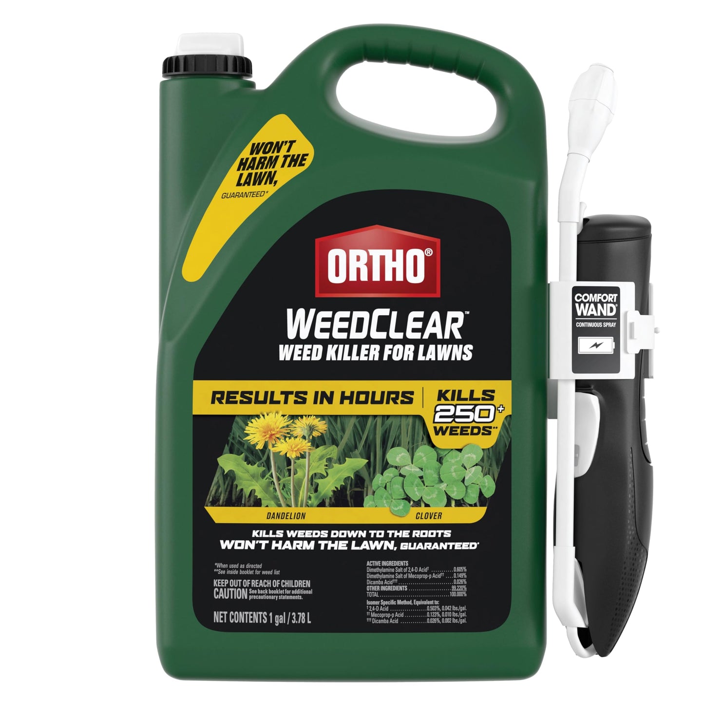 Ortho WeedClear Weed Killer for Lawns with Comfort Wand - Ready-To-Use, Weed Killer Herbicide, Won't Harm Grass (When Used as Directed), Kills Dandelion & Clover, 1 gal.