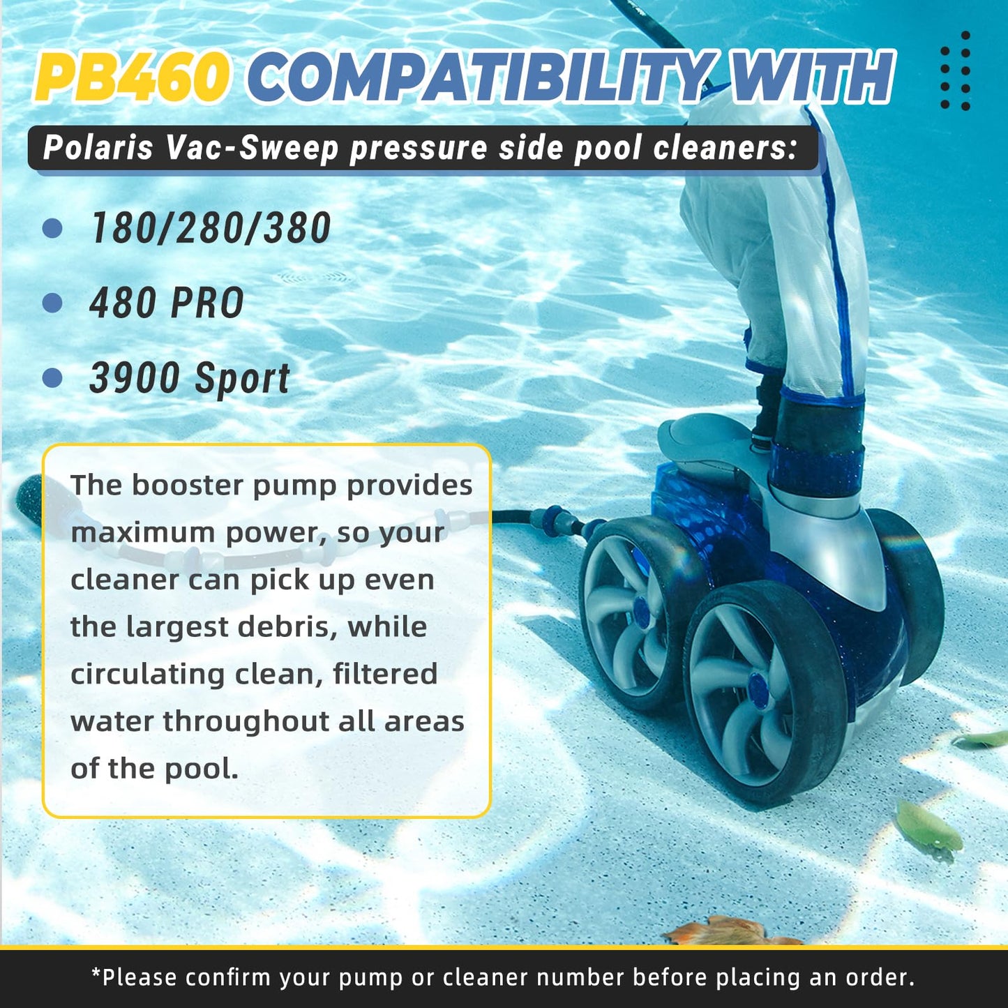 Ytrica PB4-60 Booster Pump, 3/4 HP Fit for Polaris 180 280 380 480 3900 Pressure Side Pool Cleaners, 230/115V 60HZ - Replace for PB460 Polaris Pool Booster Pump