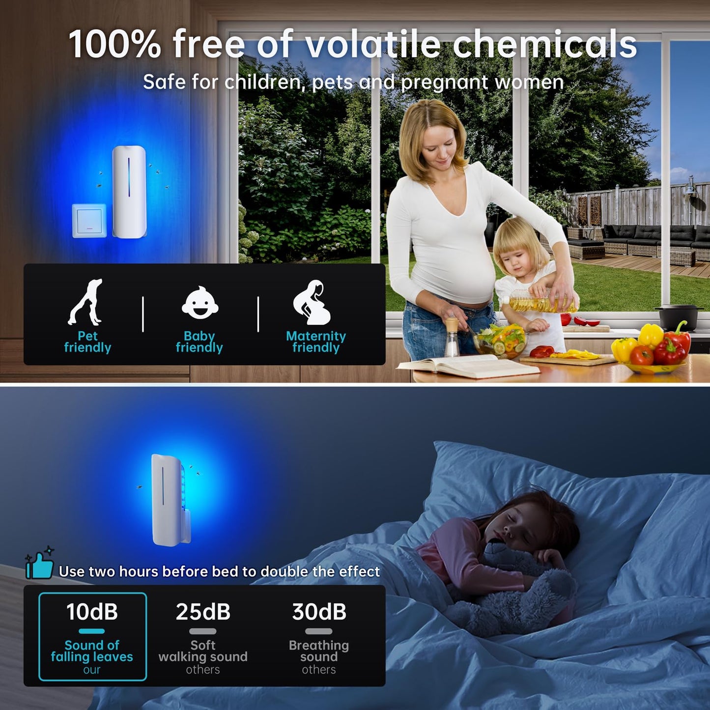 Fruit Fly Traps Indoor for Home: Plug in Mosquito Bug Zapper Gnat Moth Catcher with 9W Night UV Light, 2 Devices 20 Sticky Glue Board Refills for Indoors Flying Insect Trap