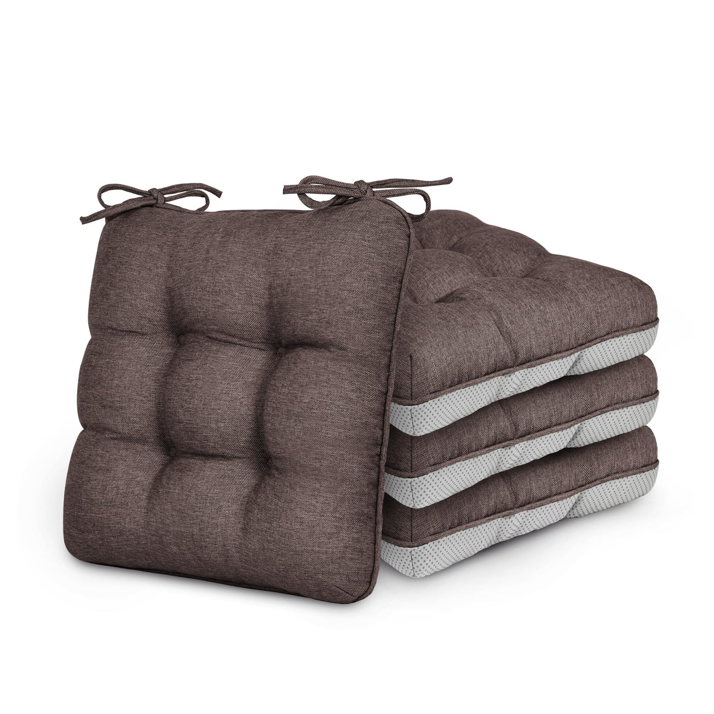 Love's cabin Memory Foam Chair Cushions Set of 4, 15.5"x15.5"x3.5" Indoor & Outdoor Seat Pads for Dining, Kitchen, Office, Patio Chairs - Coffee