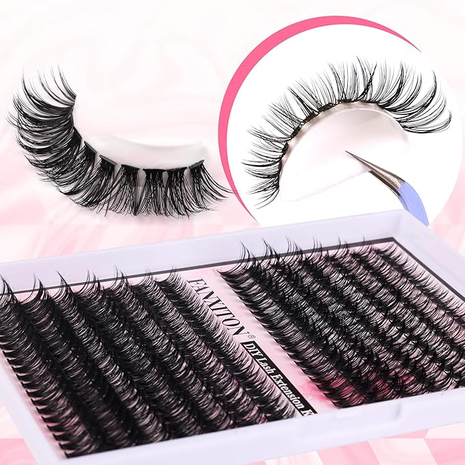 Cluster Lashes 280 pcs Lash Clusters D Volume Eyelashes Extensions 9-16 mm Mix 40D+50D Individual Lashes Thin Band Eyelashes Cluster for DIY Lash Extension Beginners (Lash Clusters)