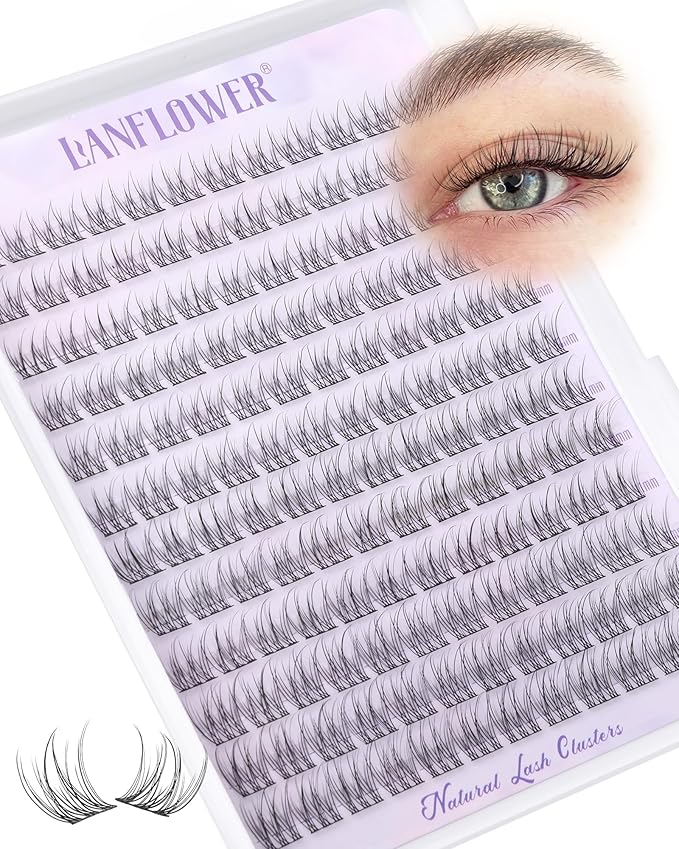 Natural Lash Clusters Wispy Eyelash Clusters 9-12mm Short Cluster Eyelash Extensions C Curl Thin Band Individual Lashes Clusters pestañas postizas naturales by Lanflower