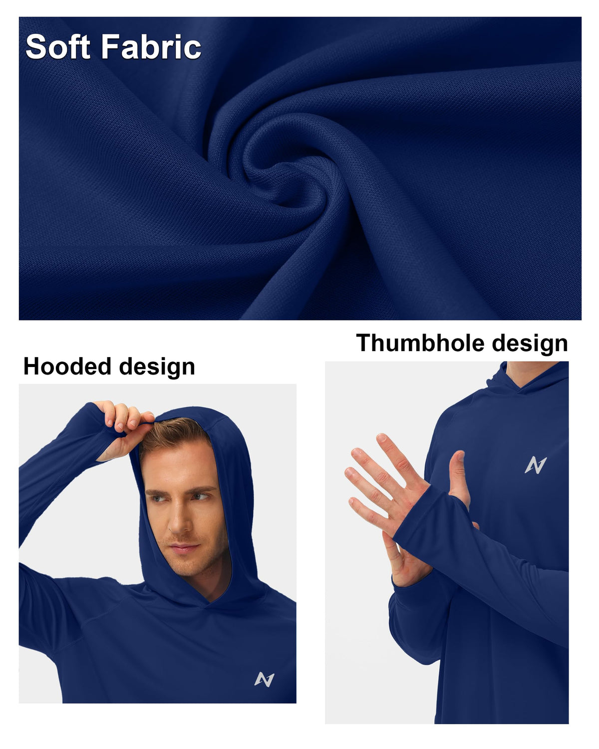 isnowood Sun Shirt UPF 50+ Men's Fishing Long Sleeve UV Protection Hoodie Hiking Rash Guard Swimming Running Blue Purple