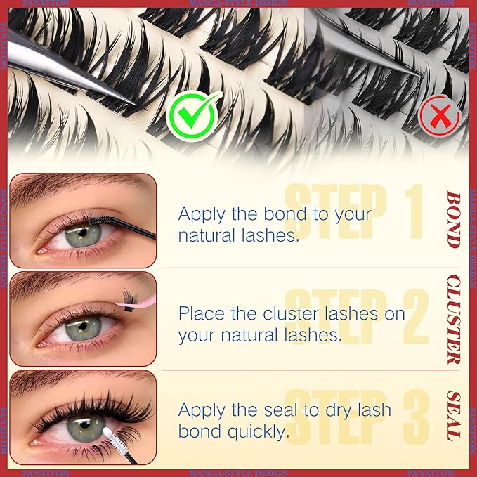 Fairy Lash Clusters with Spikes Eyelash Extensions Wispy Manga Lashes Individual Lashes Extension 8-14mm DIY Soft Eyelash Clusters 144Pcs Lash Clusters Kit DIY at Home by FANXITON