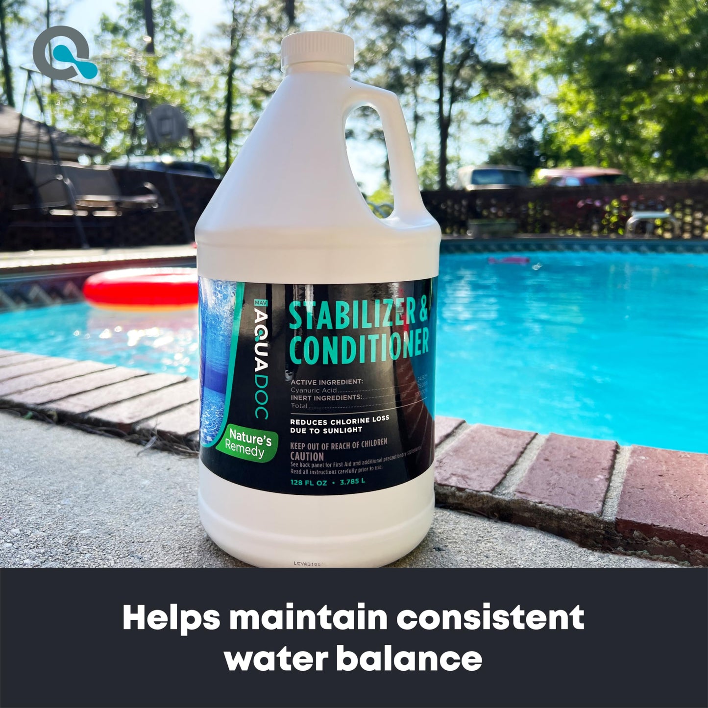 Pool Stabilizer and Conditioner for Swimming Pools - Maximum Strength Swimming Pool Conditioner and Cyanuric Acid for Pools - Helps with Pool Water Evaporation - AquaDoc Pool Supplies