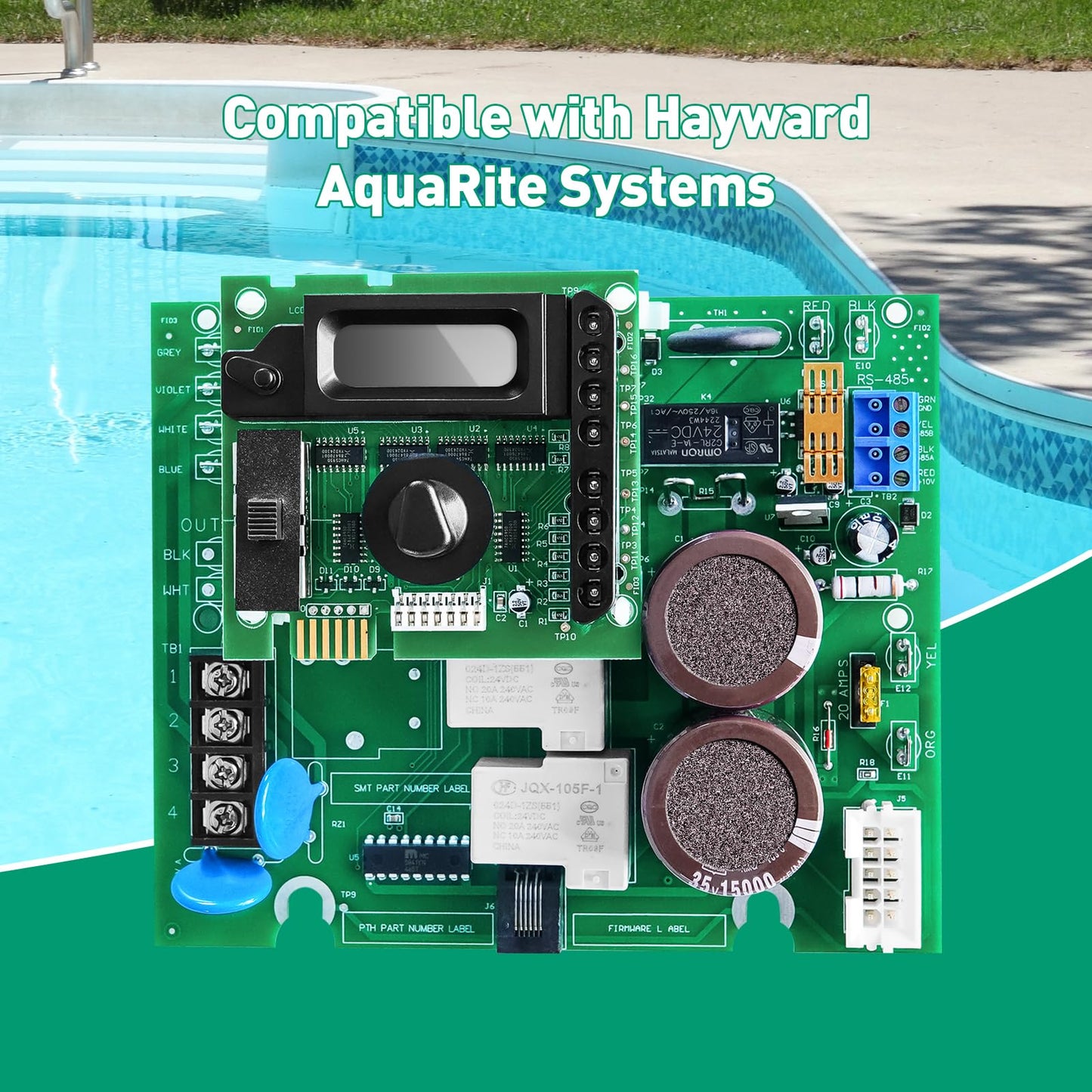 2026 GLX-PCB-RITE Control Board & GLX-PCB-DSP Display Board Set – Compatible with Hayward/Goldline Aqua Rite Saltwater Systems – Complete Pool Chlorinator Replacement Kit - Green