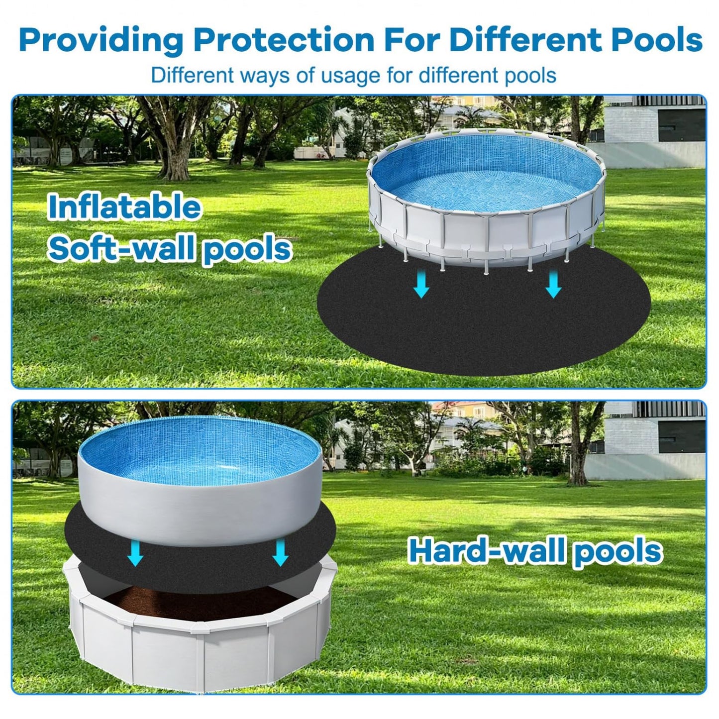 Gonioa 10 FT Pool Pad for Above Ground Pools, Pool Liner Pad Under Pool Mat for Above Ground Swimming Pools or Hot Tub Mat, Under Pools Ground Pad