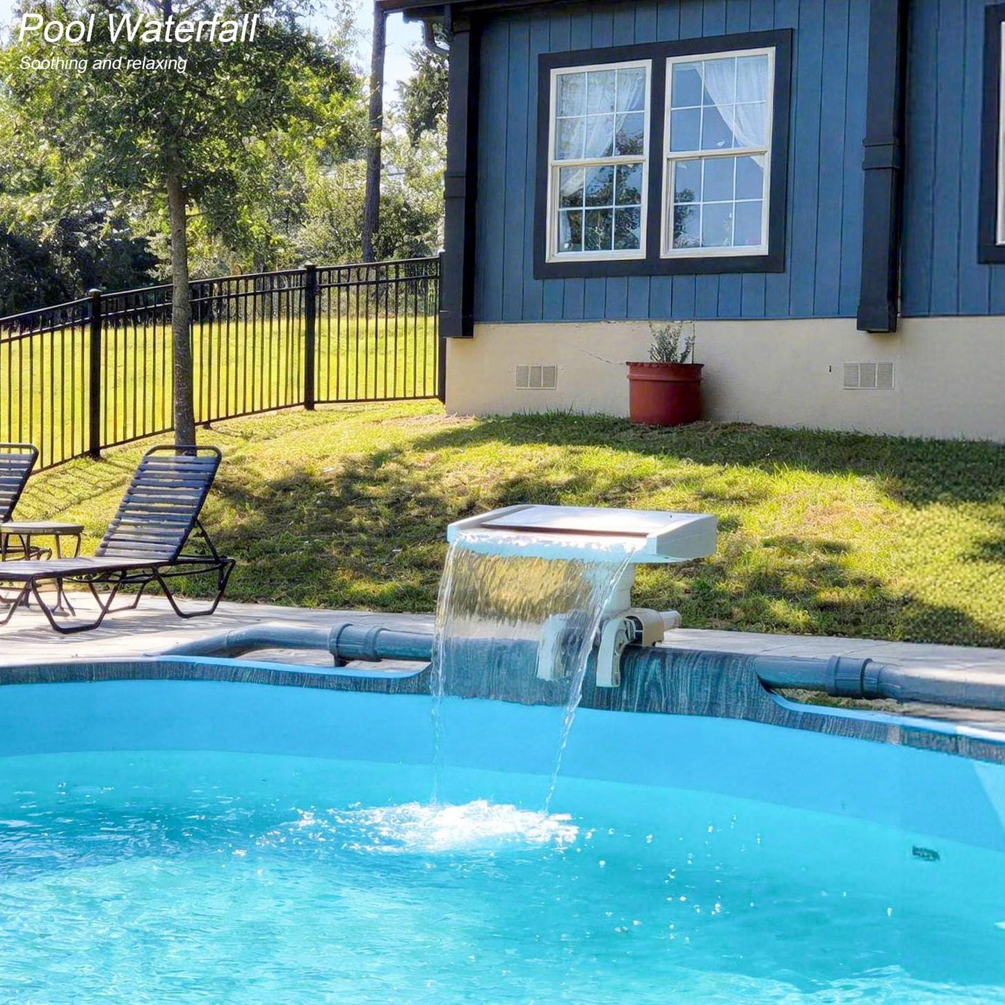 Pool Waterfall Creating Soothing White Noise Sound, Pool Waterfall with Relaxing Sound for Above Ground Pools, Peaceful and Soothing on Hot Days, Power by Filter Pump