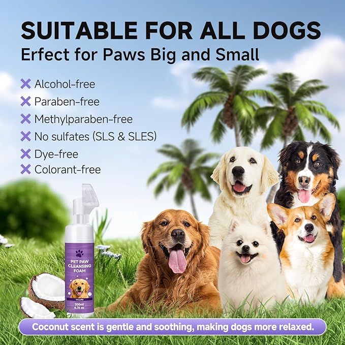 Dog Paw Cleaner Kit – Paw Cleaning fo rall Dogs & Puppy Silicone Scrubber Brush – pH Balanced Gentle No-Rinse Wash Scrubber, Foot Cleansing Bubble – Includes Dog Paw Balm&Towel