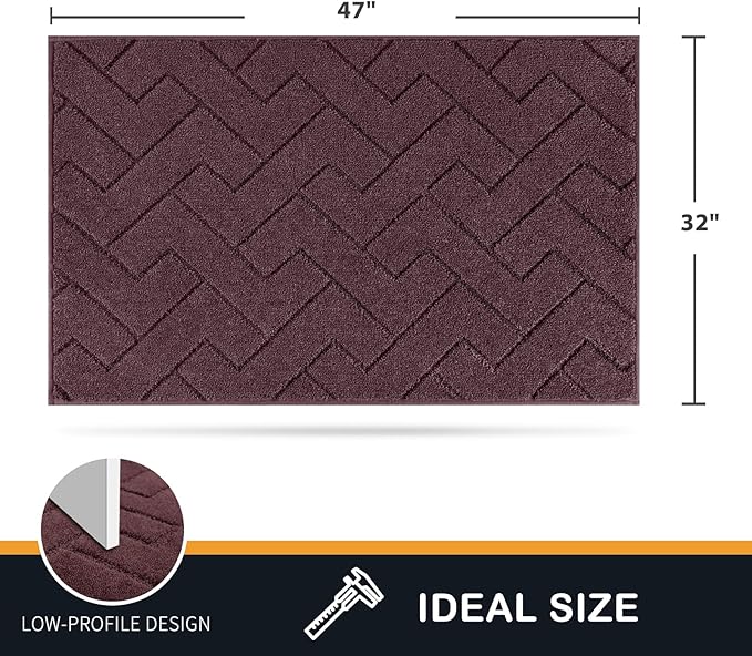 PURRUGS Dirt Trapping Door Mat 32" x 47", Non-Slip Machine Washable Entry Rug, Dog Doormat, Indoor Front Door Mat, Super Absorbent Entryway Rug for Muddy Shoes & Paws, Burgundy Red
