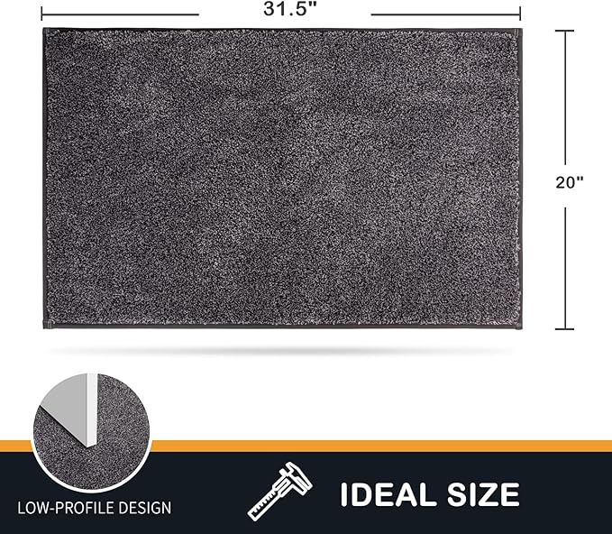 PURRUGS Dirt Trapping Door Mat 20" x 31.5", Non-Slip Machine Washable Entryway Rug, Dog Doormat, Indoor Front Door Mat, Super Absorbent Entry Rug for Muddy Shoes & Paws, Light Grey-Dark Grey