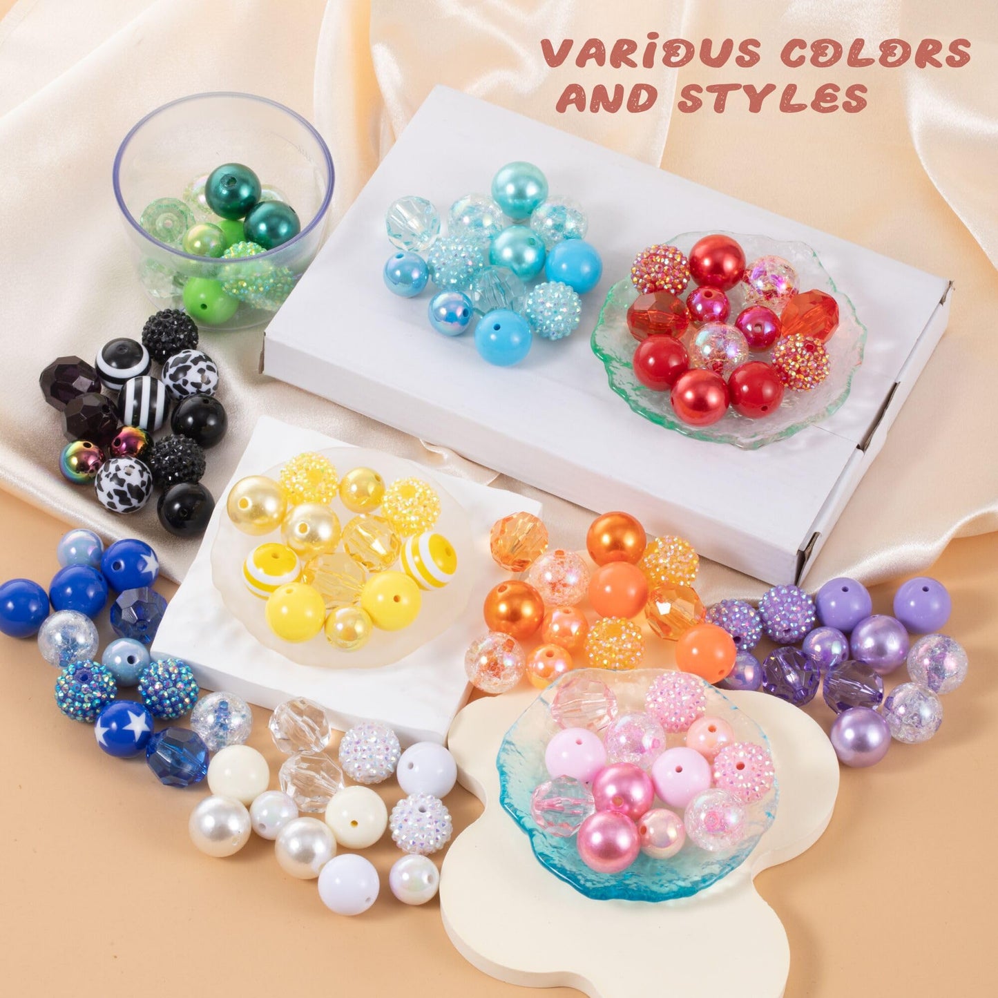 180 PCS Focal Beads for Pen Making, Include 100 PCS 20mm Rhinestone Beads 20 PCS 16mm Bubblegum Bead and 60 PCS Rondelle Spacer Bead, Perfect for DIY Pen Keychain Bracelets Jewelry