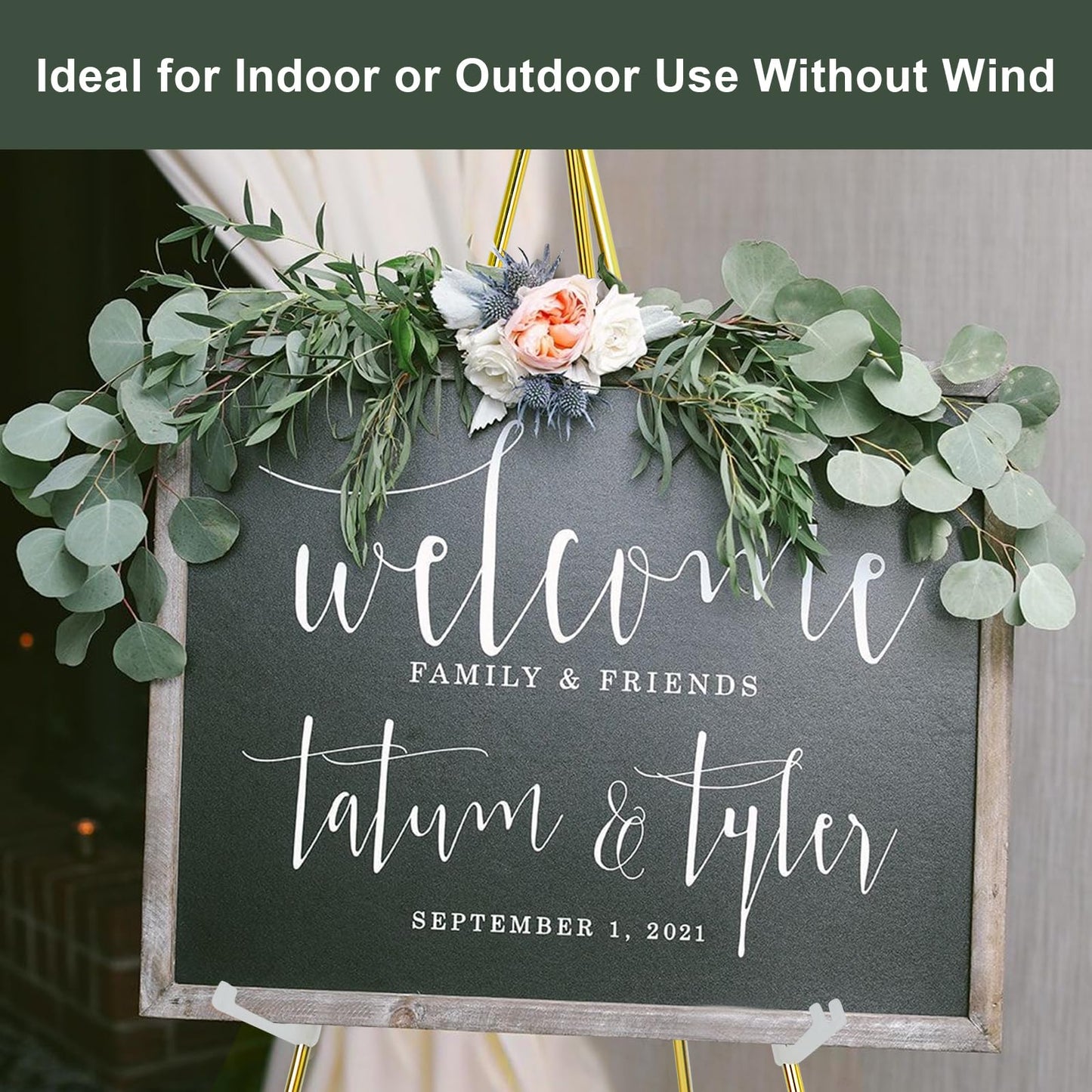 DANMO Easel Stand for Wedding Sign Poster 63'' Instant Display Floor Adjustable Metal Art Easel Gold