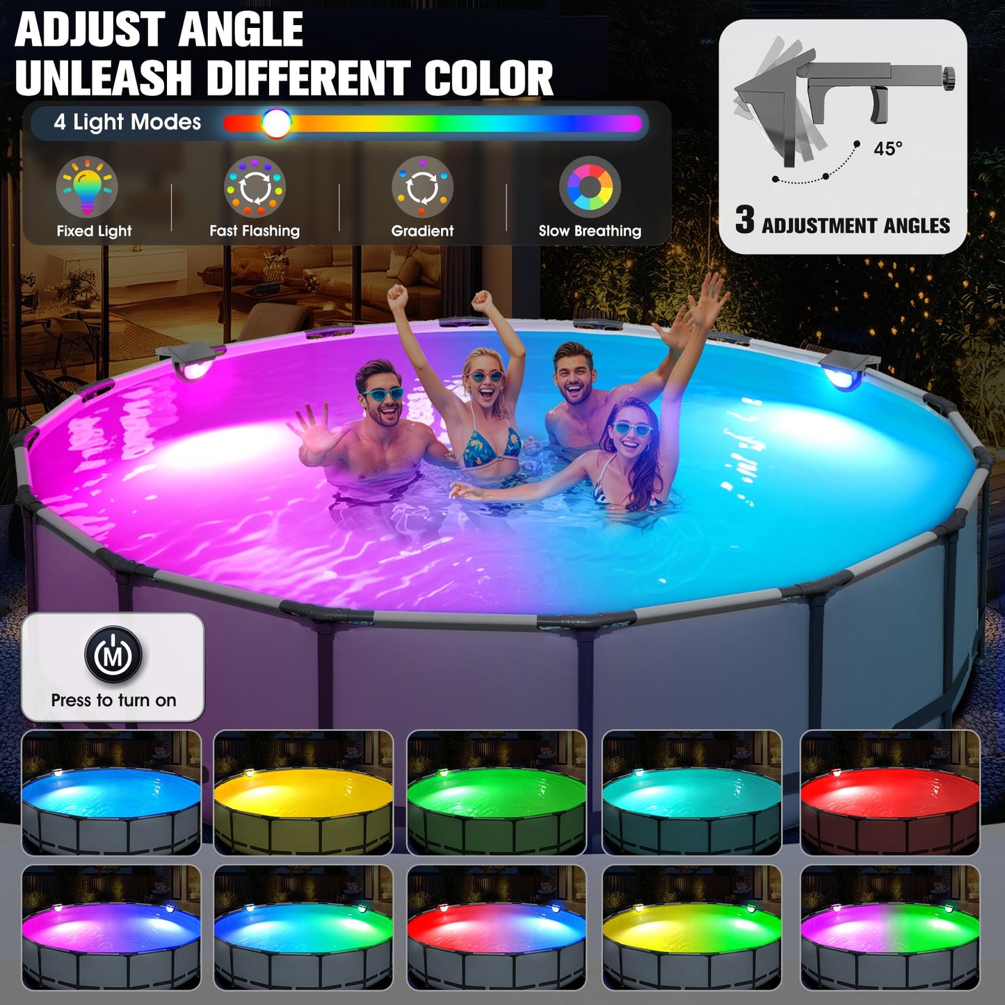 Solar Pool Lights,2026 Upgraded Solar Powered Above Ground Pool Lights, Frame Pool light Waterproof,Swimming Pool Solar Light,Color Changing Pool Lighting for Above Ground Pool Accessories-1PC