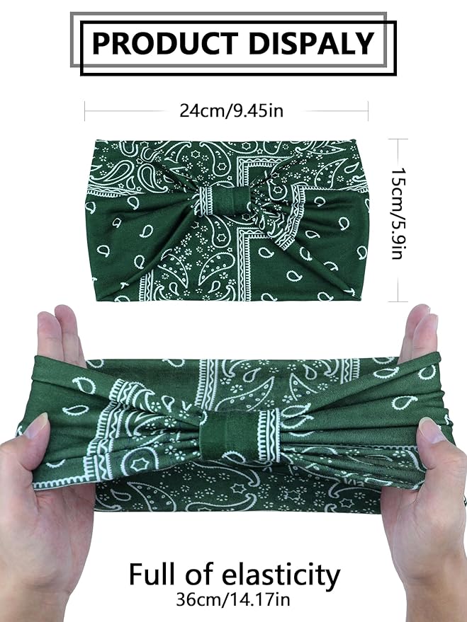 Awumbuk Wide Headbands for Women Knotted No Slip Head Bands Soft Turban Headband Hair Accessories Boho African Solid Color Head Wraps for Women Yoga Workout Pack of 6 (Nature)