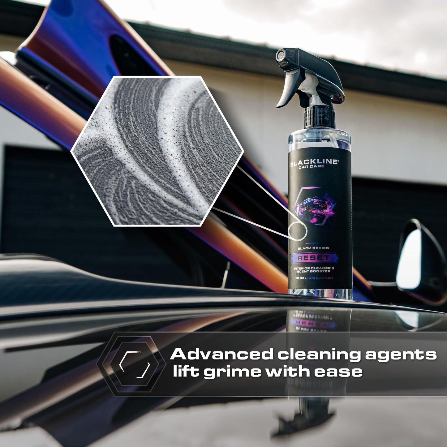 Blackline Luxury Scented Leather Interior Car Cleaner Reset Deep Cleans & Deodorizes All Surfaces, pH-Neutral High-Foam Formula, Long-Lasting Premium Fragrance and Deodorization for Car