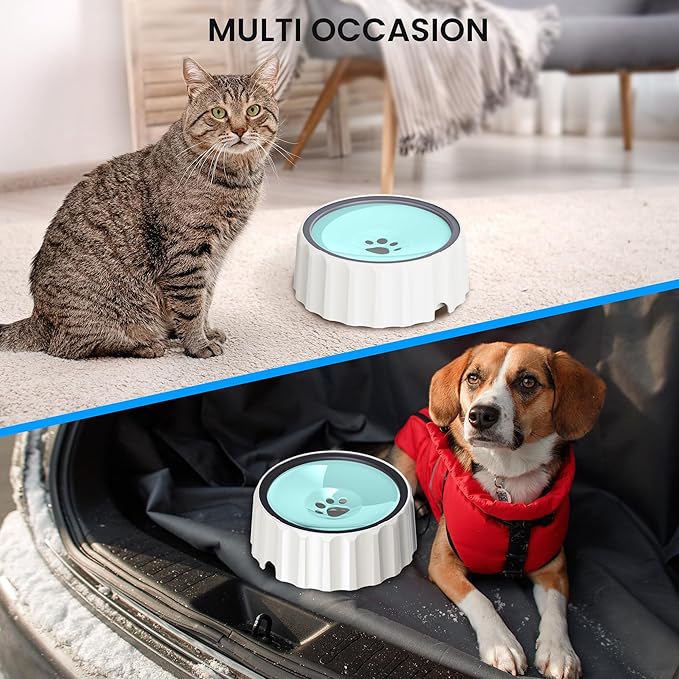 Dog Small Animals Water Bowl No Spill 70oz/2L Large Capacity Dispenser Non Slip No Splash Small Animals Bowl Pet Slow Feeder No Drip Dog Water Bowl on Vehicle for Dogs and Cats - Green