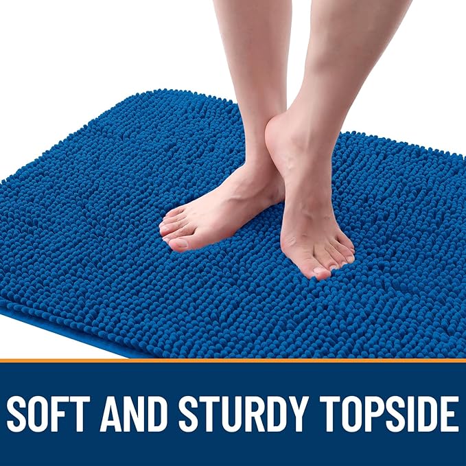 OLANLY Dog Door Mat for Muddy Paws 70x32, Absorbs Moisture and Dirt, Absorbent Non-Slip Washable Doormat, Quick Dry Chenille Mud Mat, Entry Indoor Entryway Carpet for Inside Floor, Deep Navy Blue