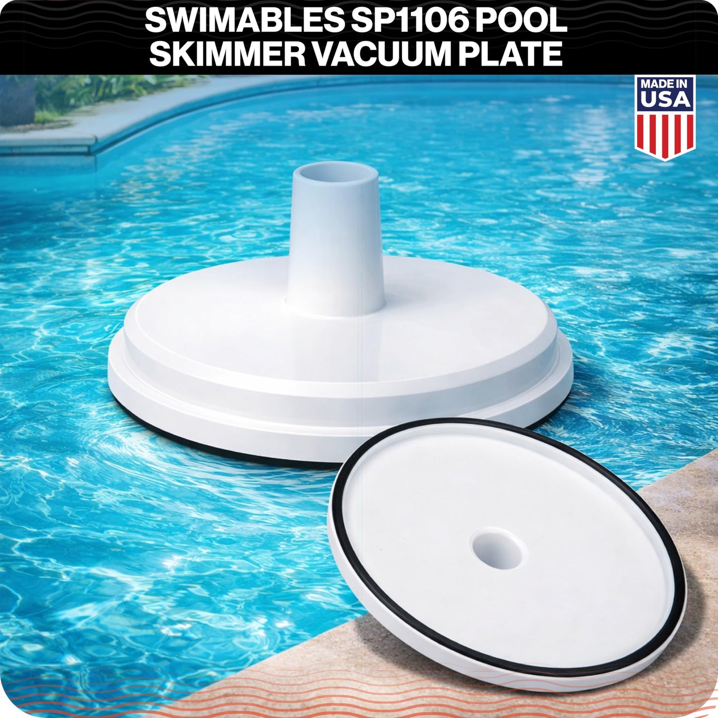 Swimables SP1106 Pool Skimmer Vacuum Plate Compatible with Hayward SP1082 SP1084 SP1085 SP1075-7-29/32” Skim Vac Plate with 1-1/2” Hose Adapter for In-Ground Pools Skimmer Replacement Parts