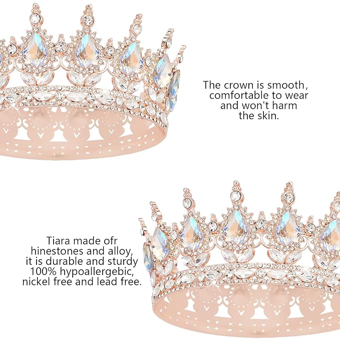 YOUlDIANZI Queen Crown Rhinestone Wedding Crowns and Tiaras for Women Costume Party Hair Accessories Princess Birthday Crown Crystal Bridal Crowns