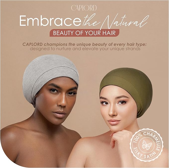 CAPLORD Satin Bonnet for Sleeping, Curly Hair Wrap Sleep for Men, Adjustable Silk Beanies for Women, Silk Hair Bonnet