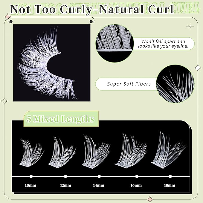 White Lashes Clusters Wispy Eyelash Extension Colored Eyelashes 10-18MM Reusable 50D Natural Individual Lashes Cosplay DIY Lash Extensions (White,120Pcs)