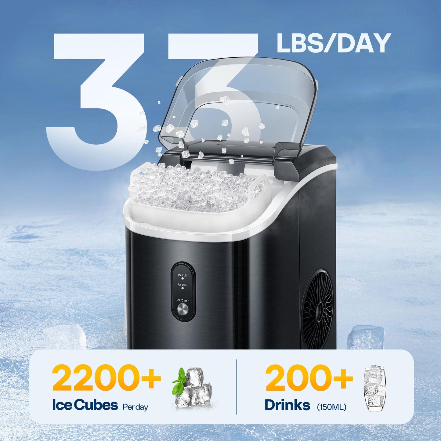 VIVOHOME Electric Portable Compact Countertop Automatic Ice Cube Maker Machine with Hand Scoop and Self Cleaning Function 26lbs/Day Silver