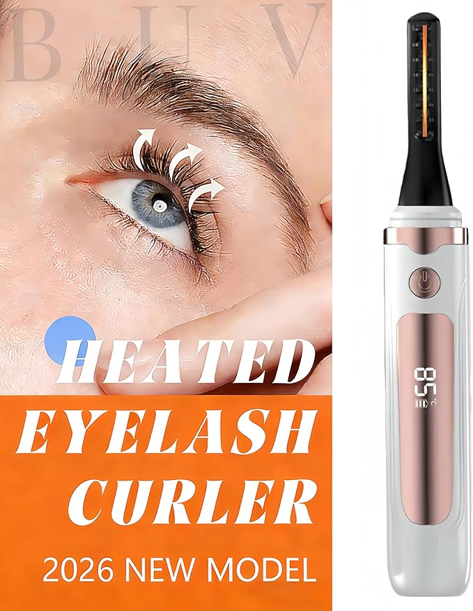 Heated Eyelash Curler – Fast 5s Heat-Up, USB Rechargeable Electric Eyelash Curler, LED Display, Anti-Burn, 24H Long-Lasting Curl, Perfect Gift for Women (White A1)