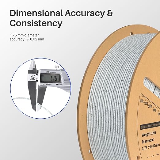 ELEGOO PLA Filament 1.75mm Marble 1KG, 3D Printer Filament Dimensional Accuracy +/- 0.02mm, 1kg Cardboard Spool(2.2lbs) 3D Printing Filament Fits for Most FDM 3D Printers